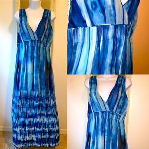 Calvin Klein Blue Tie Dye Chiffon Maxi Dress
